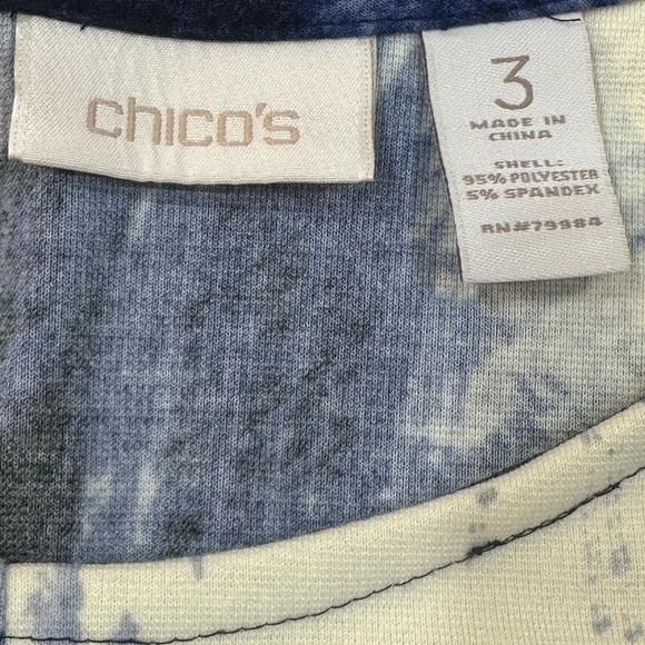 CHICO’S Women’s Blue & White Print Summer Sheath Dress Cap Sleeves Size 16 - Picture 5 of 14